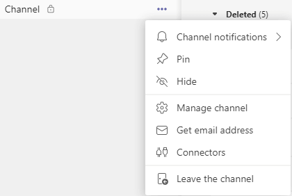 missing delete option for channel in Microsoft Teams