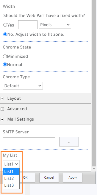 combobox custom propery in visual webpart sharepoint 2019