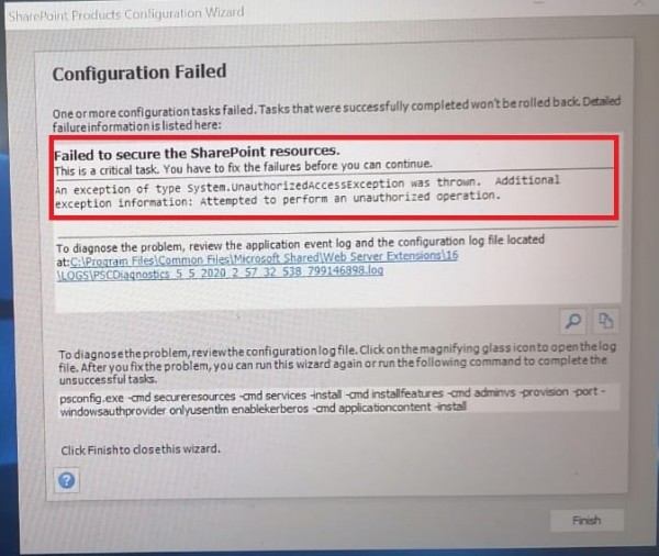 An exception of type System.UnauthorizedAccessException was thrown. Additional exception Information Attempted to perform an authorized operation