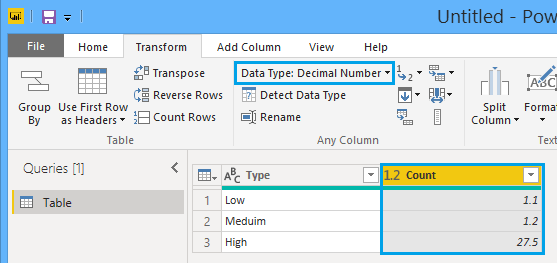 Change Data Type in Power Query in Power BI