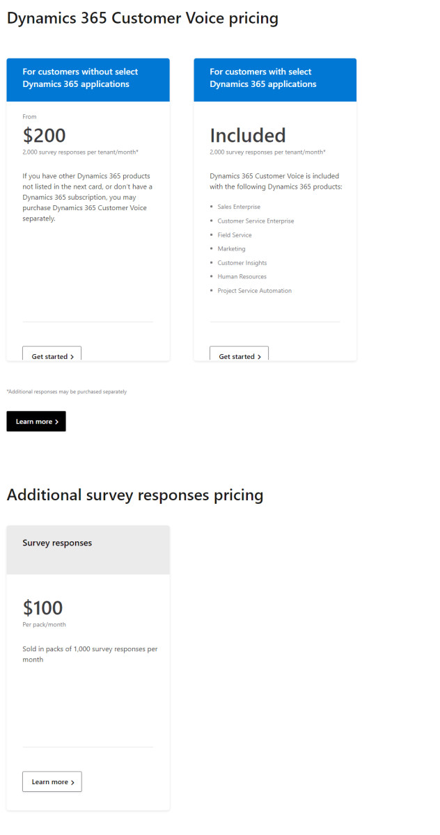 Dynamics 365 Customer Voice pricing