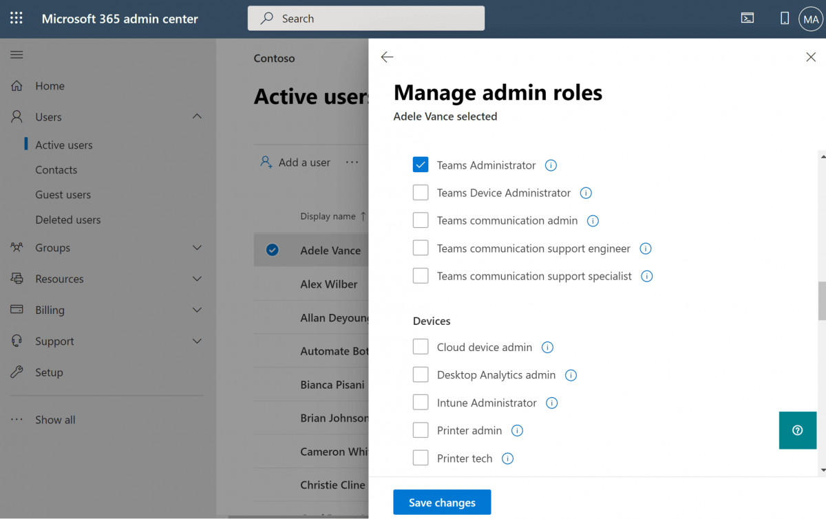 Assign Teams admin roles in Microsoft 365 admin center