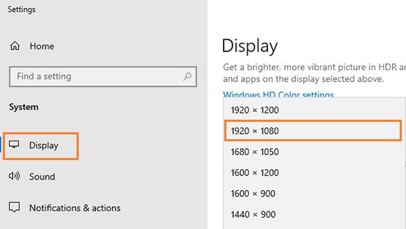 Display Resolution in Windows 10