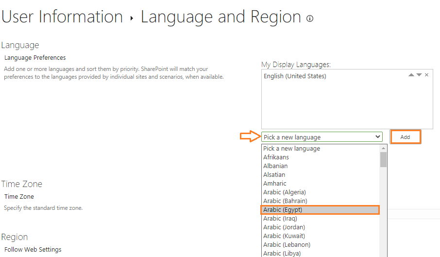 change language for a specific user in Project Online