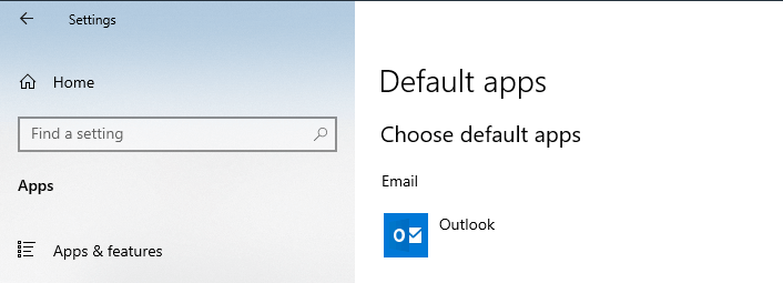allow MailTO open in outlook by default