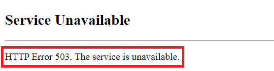 HTTP Error 503. The service is unavailable