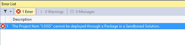 mapped folder cannot be deployed in sandbox solution