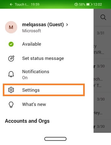 Enable dark mode in Microsoft Team mobile app