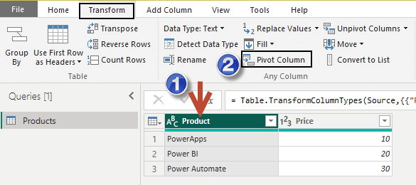 Pivot Column in Power BI