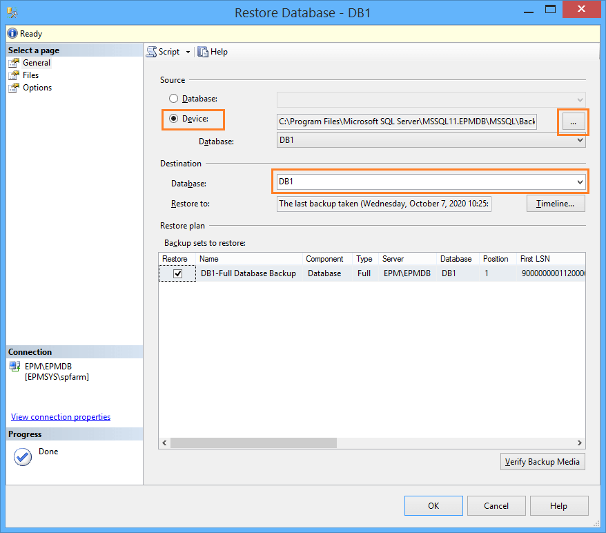 BACKUP LOG cannot be performed because there is no current database backup