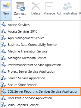 SQL Server Reporting Services Service Application in Central Administration SharePoint 2016