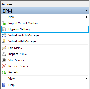 Hyperv settings