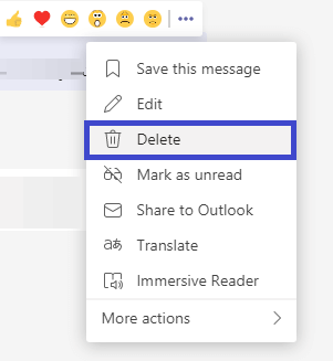 delete whole messages in Microsoft Teams
