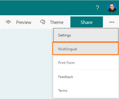 Missing multilingual settings in Microsoft forms