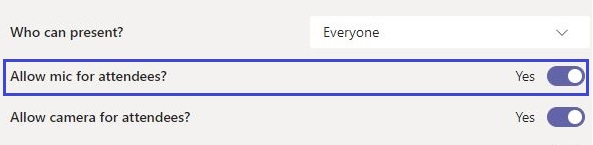 disallow users to use the Mic in Microsoft Teams meeting