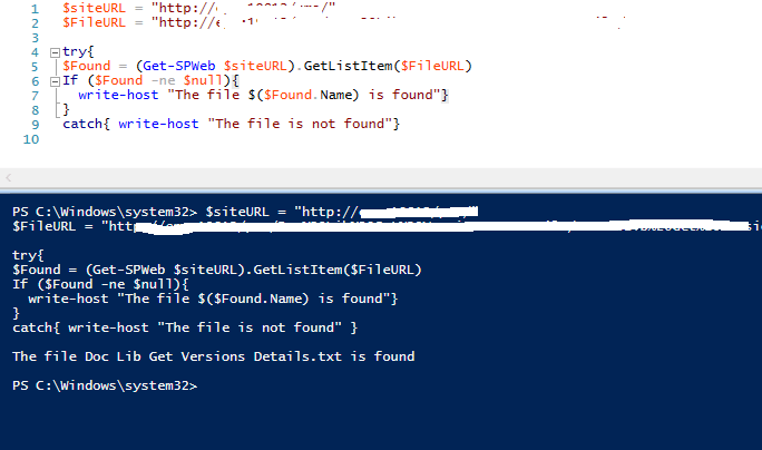 check if file exists in sharepoint powershell