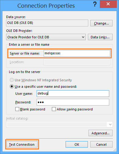 Create a new data source with Oracle Provider for OLE DB in SSRS