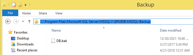 default sql backup path