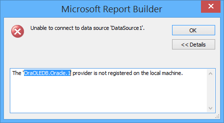 The OraOLEDB.Oracle.1 provider is not registered on the local machine
