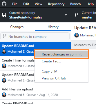 Revert Changes in Commit in GitHub