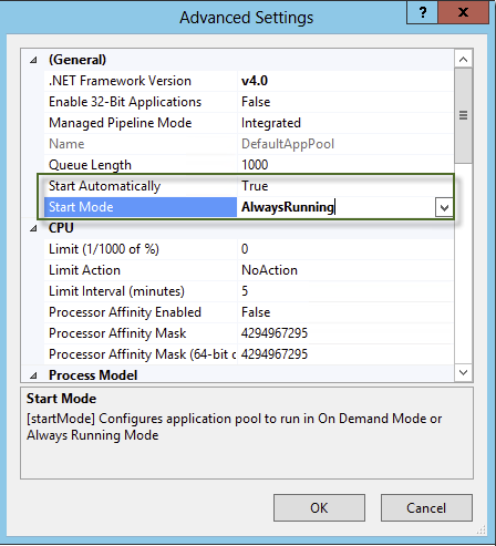 can't find the Start Automatically setting in IIS 10