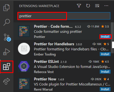 install prettier