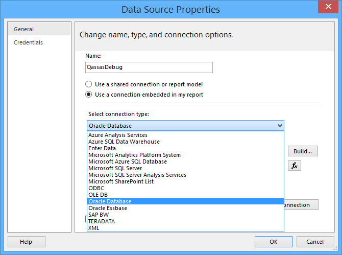 Use Oracle Database Connection in SSRS Report Builder