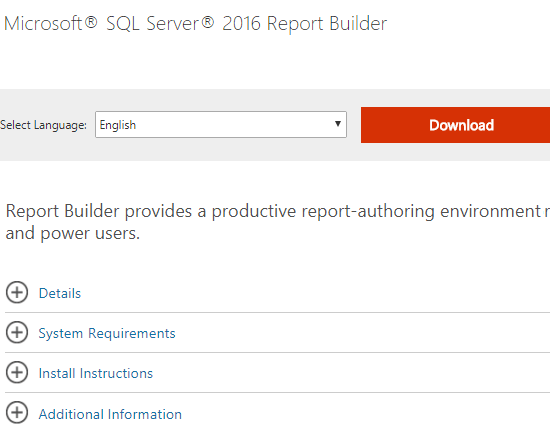 Download Report Builder SSRS 2016
