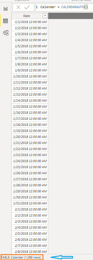 3 years calendar date table