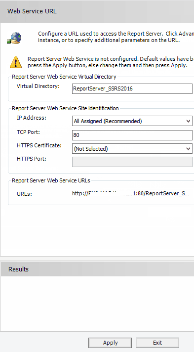 Configure SSRS 2016 Report Web Service URL