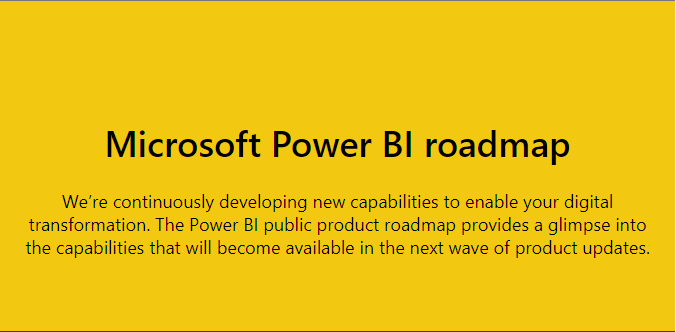 Power BI roadmap