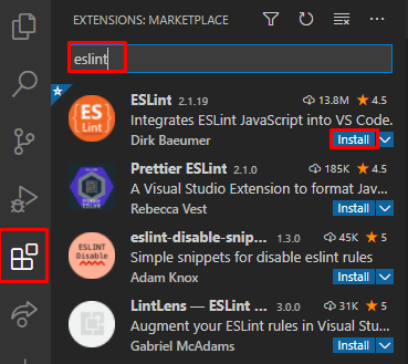 ESLint extension for Visual Studio code 