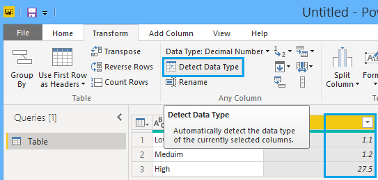 Detect Data Type in Power BI