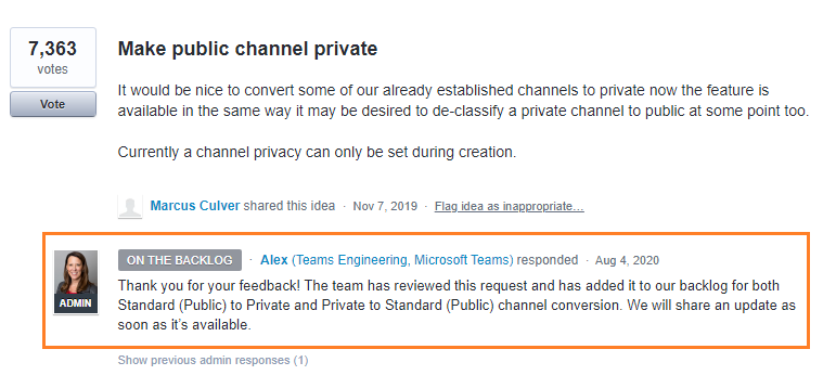 make standard channel private in Microsoft Teams