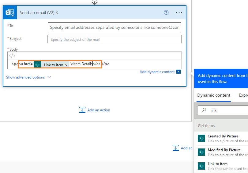 Power Automate Add Link To Item In Email