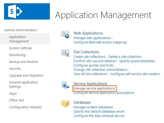 Manage Service applications sharepoint 2019