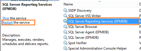 restart SQL reporting service