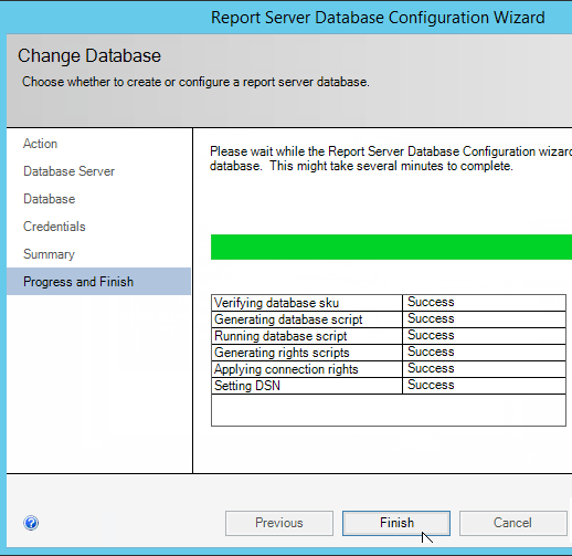 Database created successd SSRS 2016