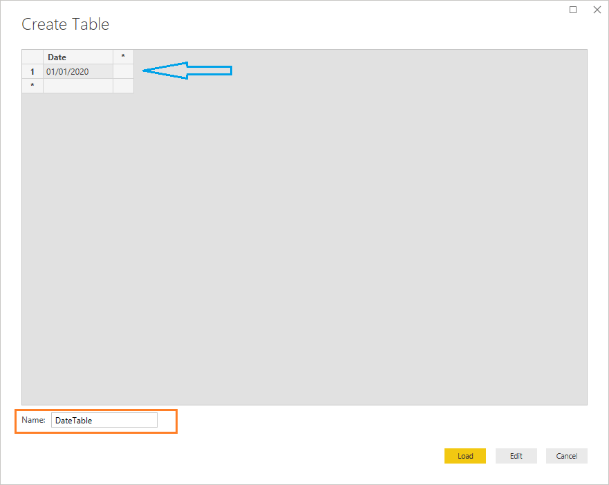 create a new table in power bi