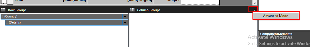 Column Groups advanced mode in SSRS