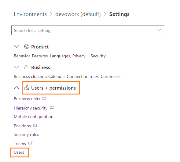 user and permissions in Power Platform admin center