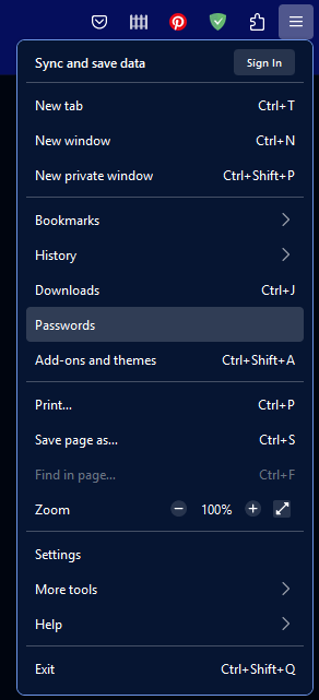 Export Passwords in Firefox