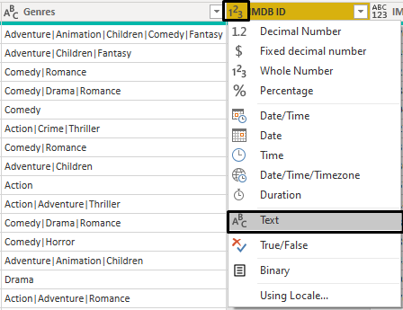 change data type