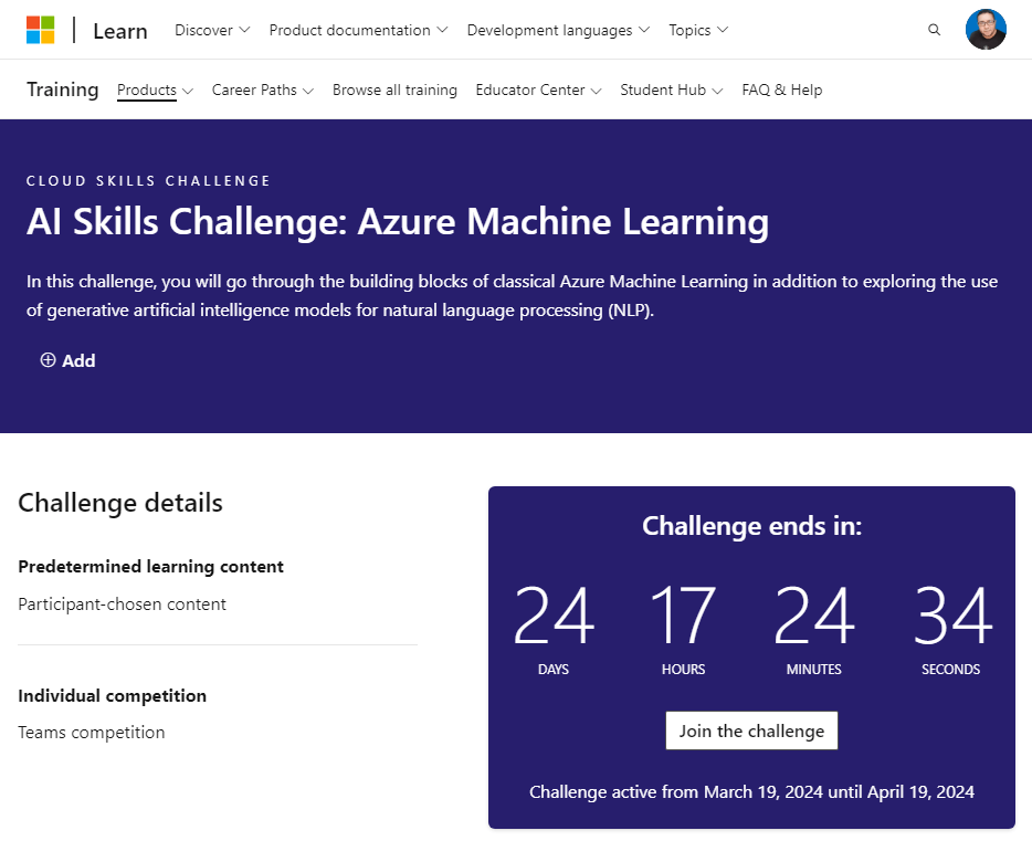 AI Skills Challenge: Azure Machine Learning