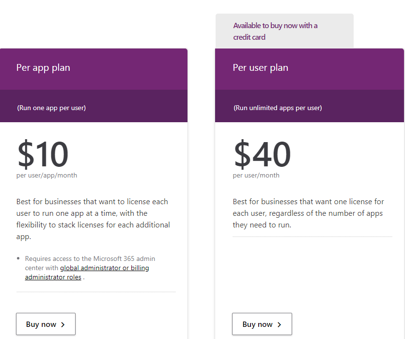 power apps plans and pricing