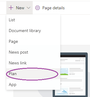 create a new plan in sharepoint online site