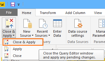close and apply query in power bi