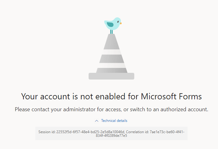 can't access Microsoft forms in Office 365