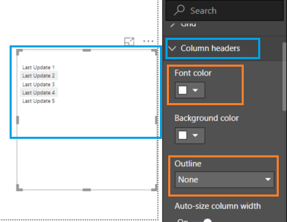 Remove Table Column Header in Power BI