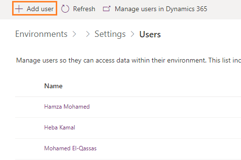 add user for an environment in Microsoft Power Platform admin center